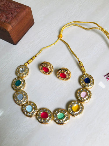 Multi Polki Necklace Set